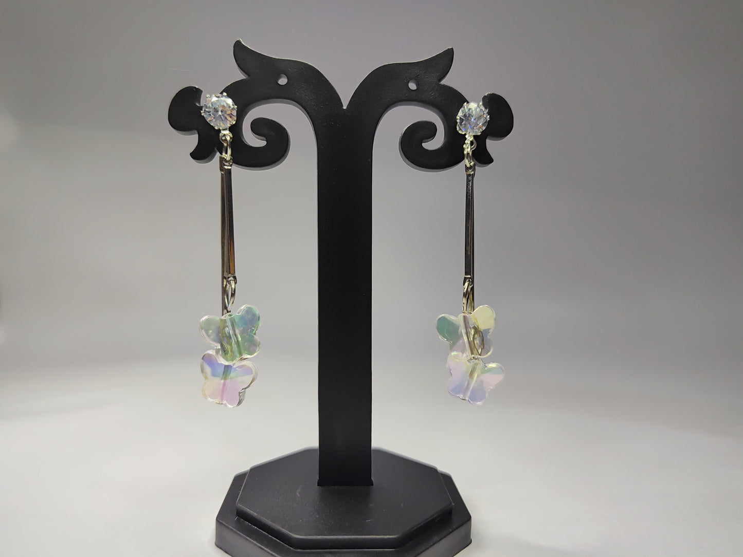Iridescent Butterfly Dangle Earrings - Shimmering Fashion Jewelry