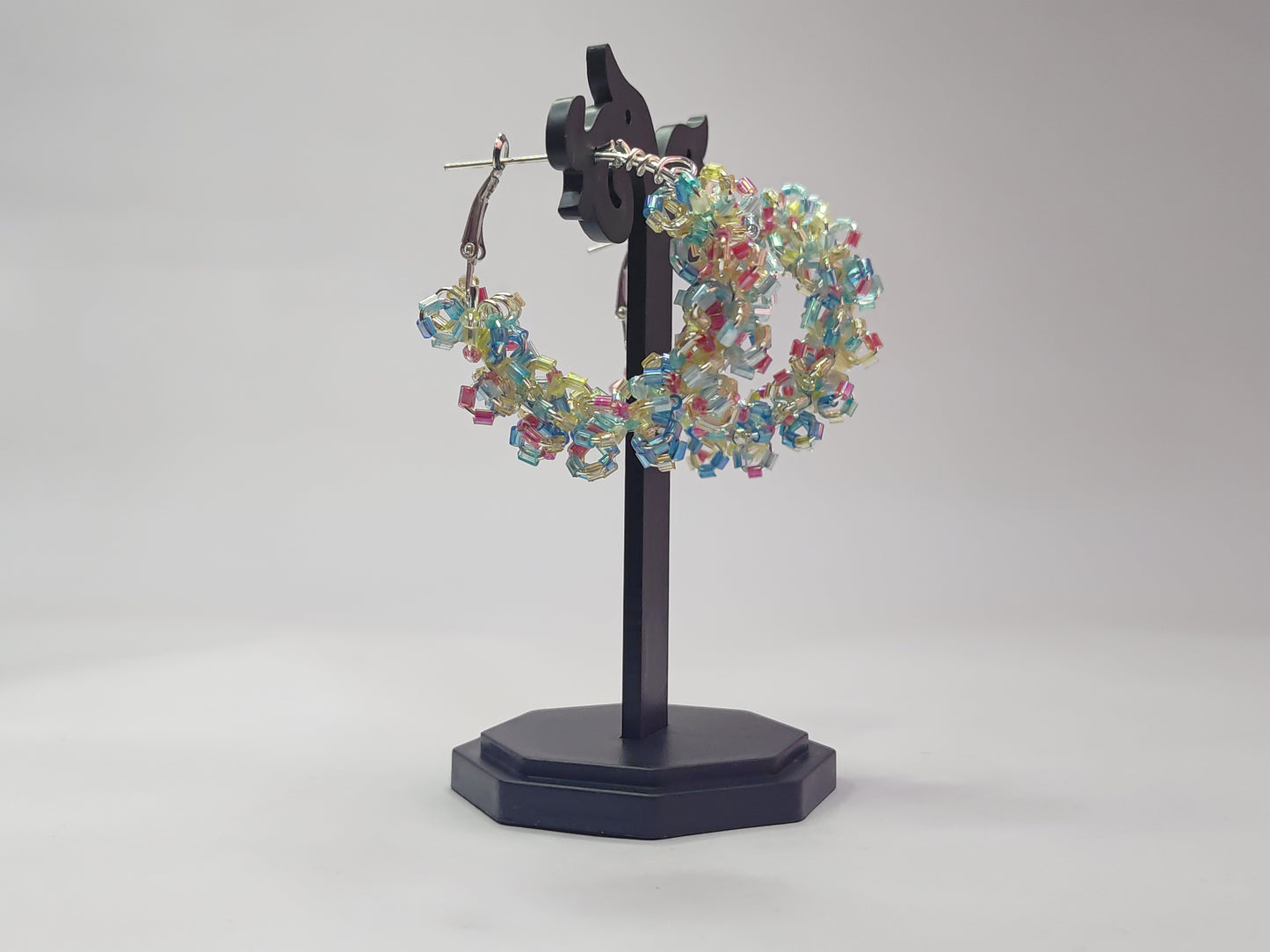 Colorful Beaded Hoop Earrings - Lightweight & Trendy Fashion Jewelry