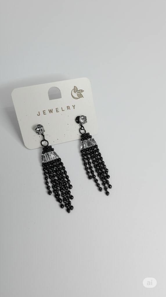 Fancy Medium Black Earrings